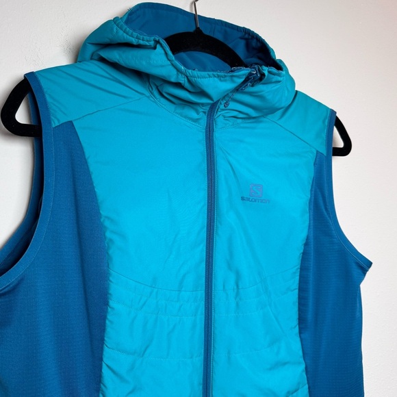 Salomon Women's Size XL Blue Drifter Mid Reversible Full Zip Hooded Vest Pockets - Picture 8 of 8